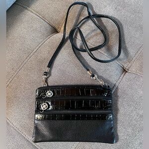 Brighton Black Convertible Crossbody Leather Bag/Clutch
